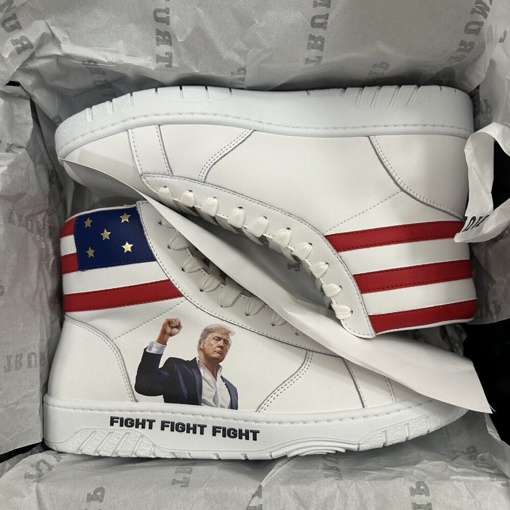 Donald Trump Fight High Top White Sneakers Men’s Size 11 NEW SHIPS NOW
